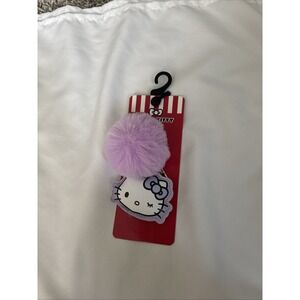 New Sanrio Hello Kitty women's / girl's metal / pom pom purple Key Chain